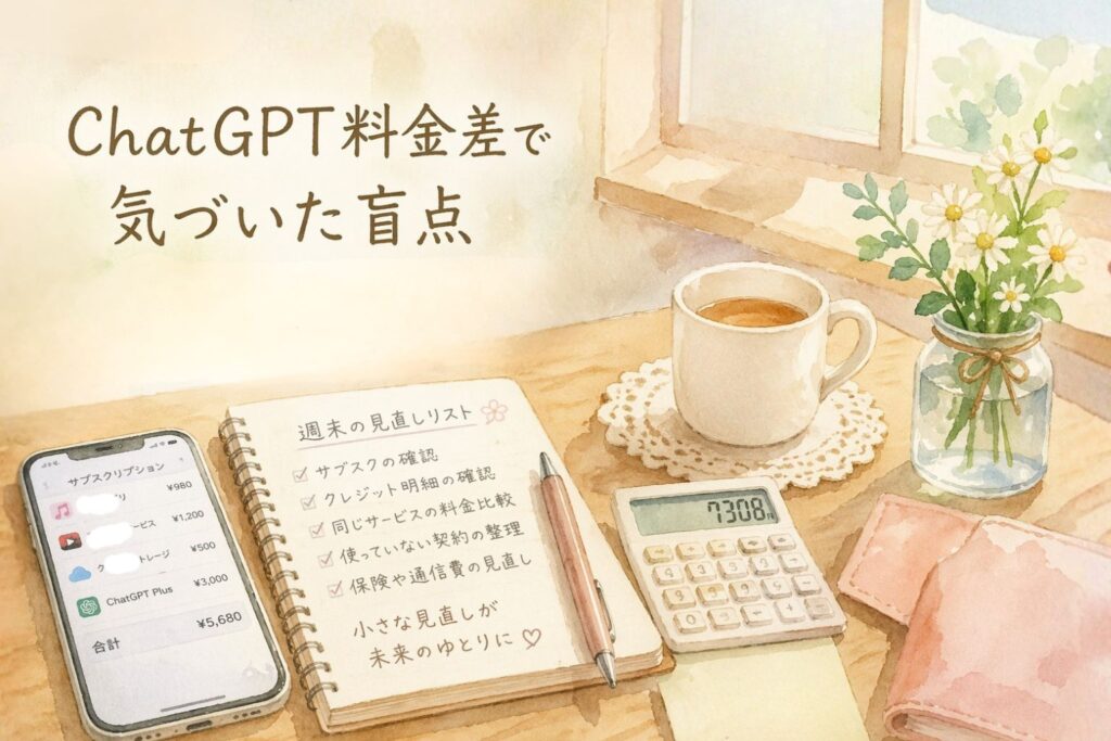 家計簿とスマホを見ながら支出を確認する週末の机